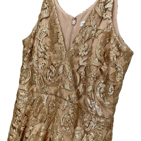 Dress the Population Women's Gold Sequin Blair Fit-&-Flare Midi Dress ; Large - Picture 14 of 15